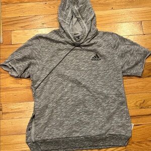 Adidas Heather Gray Short Sleeve Hoodie